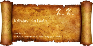Káhán Kálmán névjegykártya